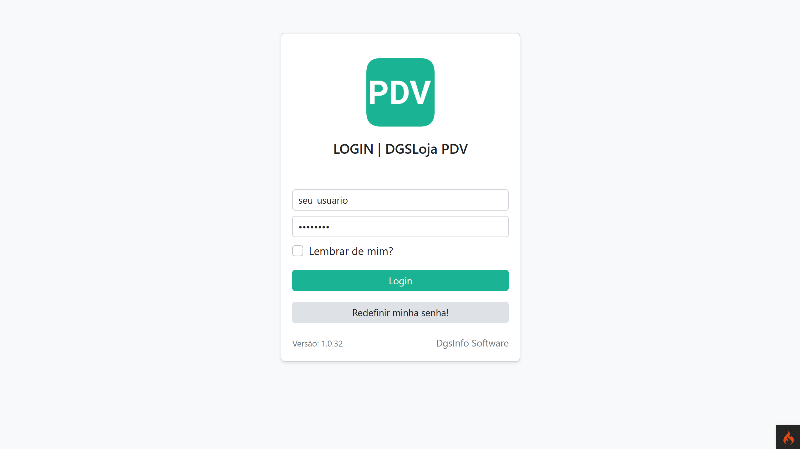 DgsLoja PDV - Tela de Login
